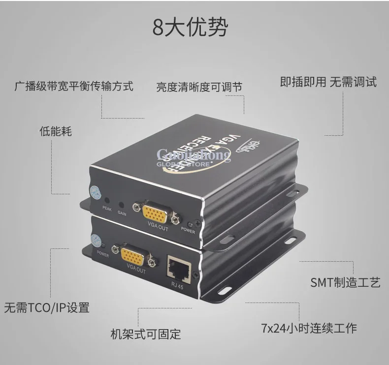 eKL-VE300 VGA to network cable extender 300m with audio, network extension 300m