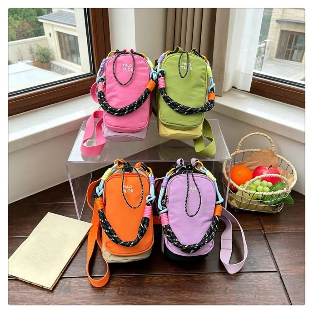 Dopamine Style Water Bottle Bag Hands-Free Adjustable Strap Thermal Mugs Shoulder Bag Creative with Phone Pocket