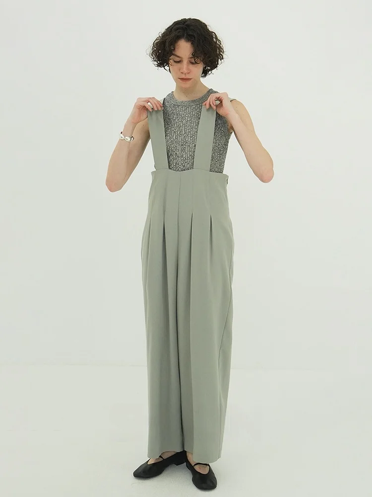 

Simple Design Wide Leg Pants Jumpsuit Long Pants High Waist Bi Sle Commute Wear Summer Collection No Brand