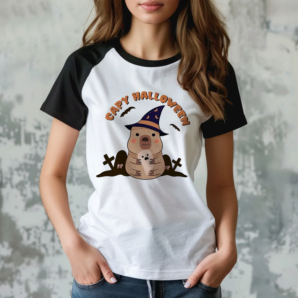 

Capybara tshirt women summer designer harajuku top girl comic streetwear manga clothes