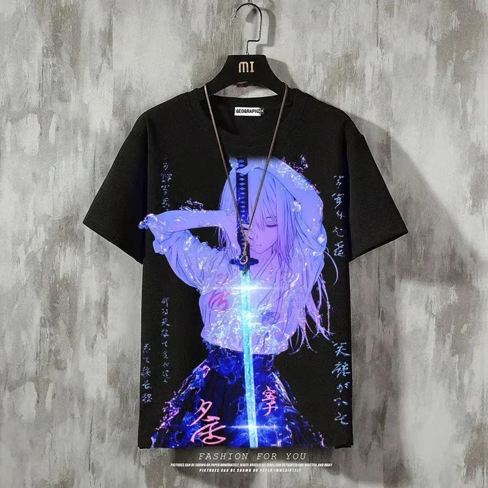 Herren-T-Shirt mit Anime-Mädchen-Motiv, 3D-Druck, sexy und attraktiv, lässiges, lockeres Street-T-Shirt, kurzärmelig, Rundhalsausschnitt. – Detail 22