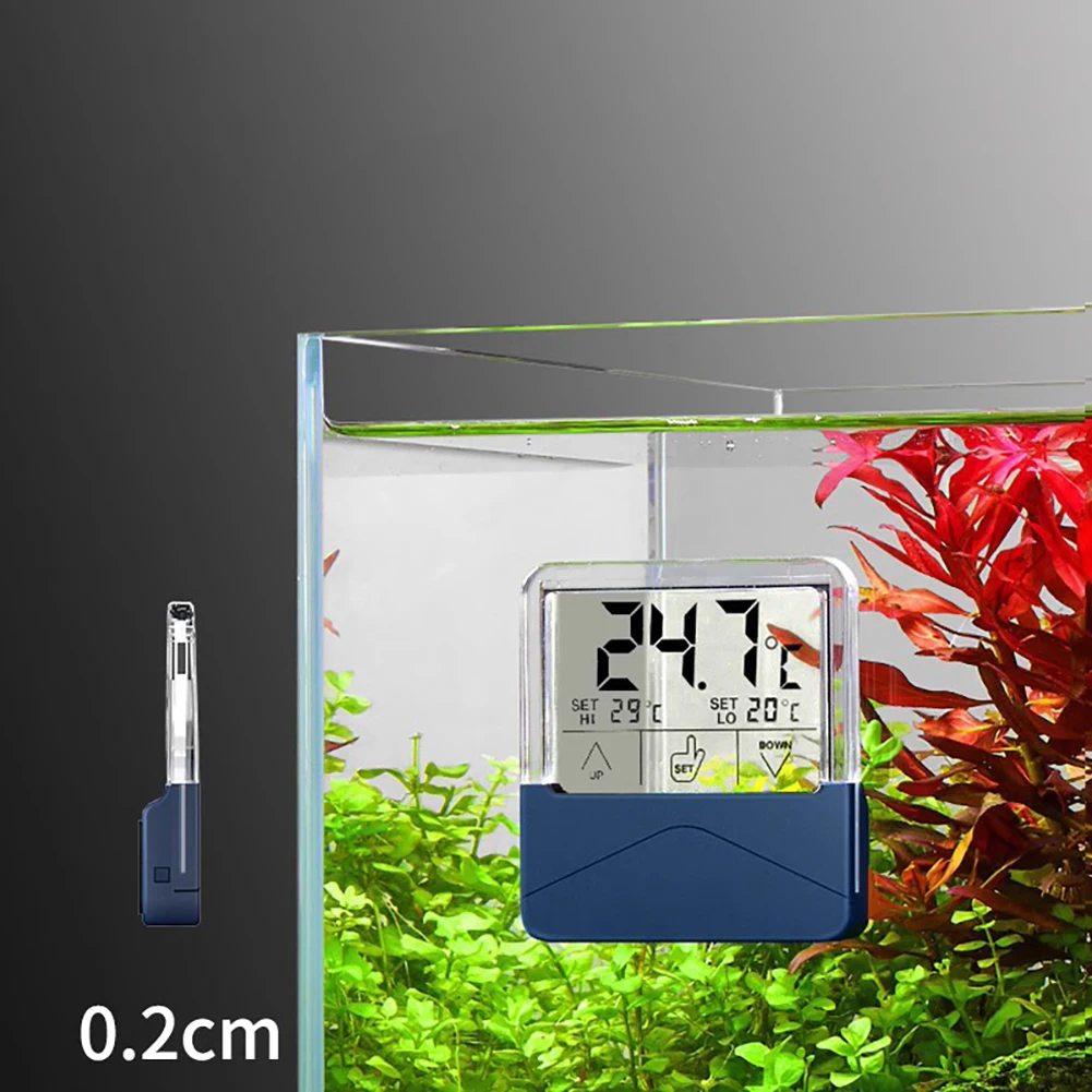 Fish Aquarium Thermometer With Large HD Transparent LED Touchscreen 24 Hours High And Low Temperature Flashes Alarm Thermometer