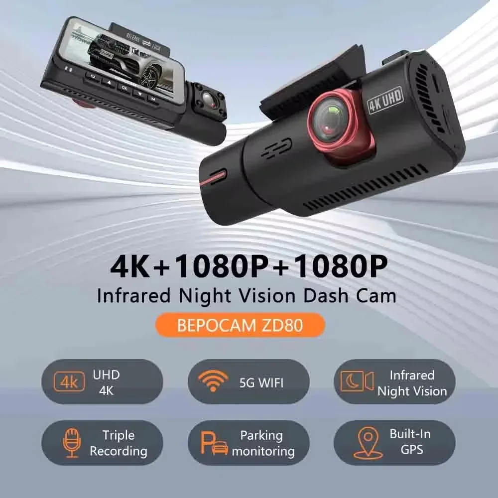 Popular 4G Driving Recorder Front and Rear Double Recording Three Lenses 4K High Definition Night Vision CAR DVR