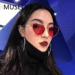 Retro Small Oval Sunglasses Women Vintage Brand Shades Black Red Metal Color Sun Glasses For Female Fashion Designer Lunette
