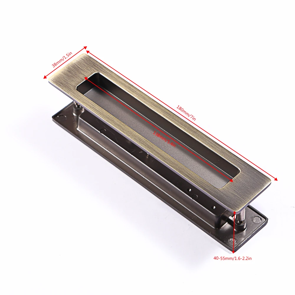 มือจับประตูแบบฝังทรงสี่เหลี่ยม CCJH ขนาด 180*38 มม. สีทองเหลืองโบราณ