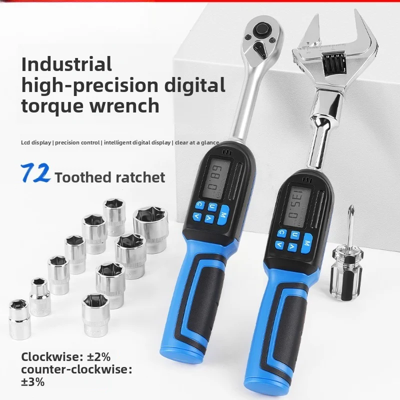 ±2% Accuracy Digital Torque Wrench Interchangeable Head 4 Mode Ratchet Tool