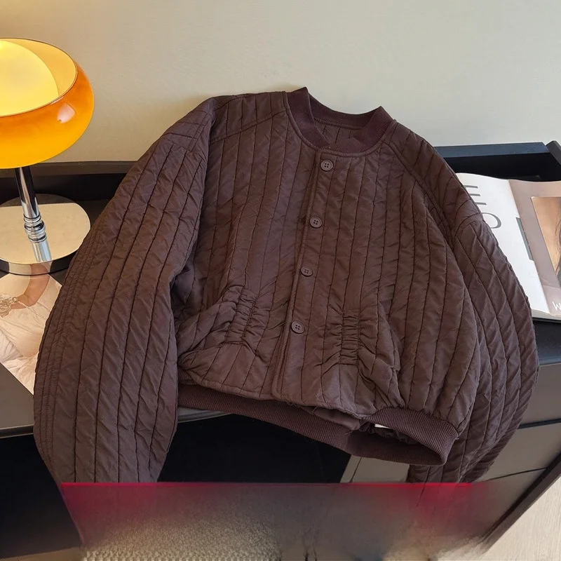 

Легкий хлопковый джет, женское свободное повседневное универсальное супер милое хлопковое пальто-сэндвич, однотонное зимнее пальто