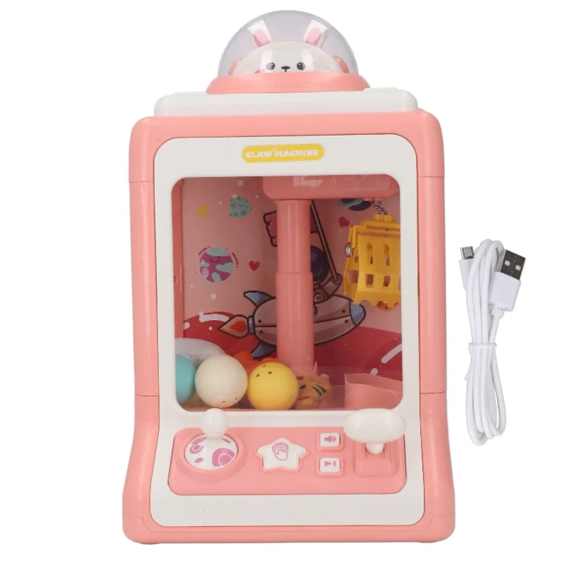 

Doll Machine Toy Electronic Light Music Bunny Space Pattern Mini Claw Machine For Children Pink