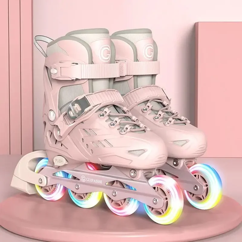 Sepatu Anak-anak Inline Roller Skate 4 Roda Sneakers Remaja Pemula Roller Skating Sepatu Disesuaikan Anak Laki-laki Perempuan Anak-anak Hadiah Ulang Tahun