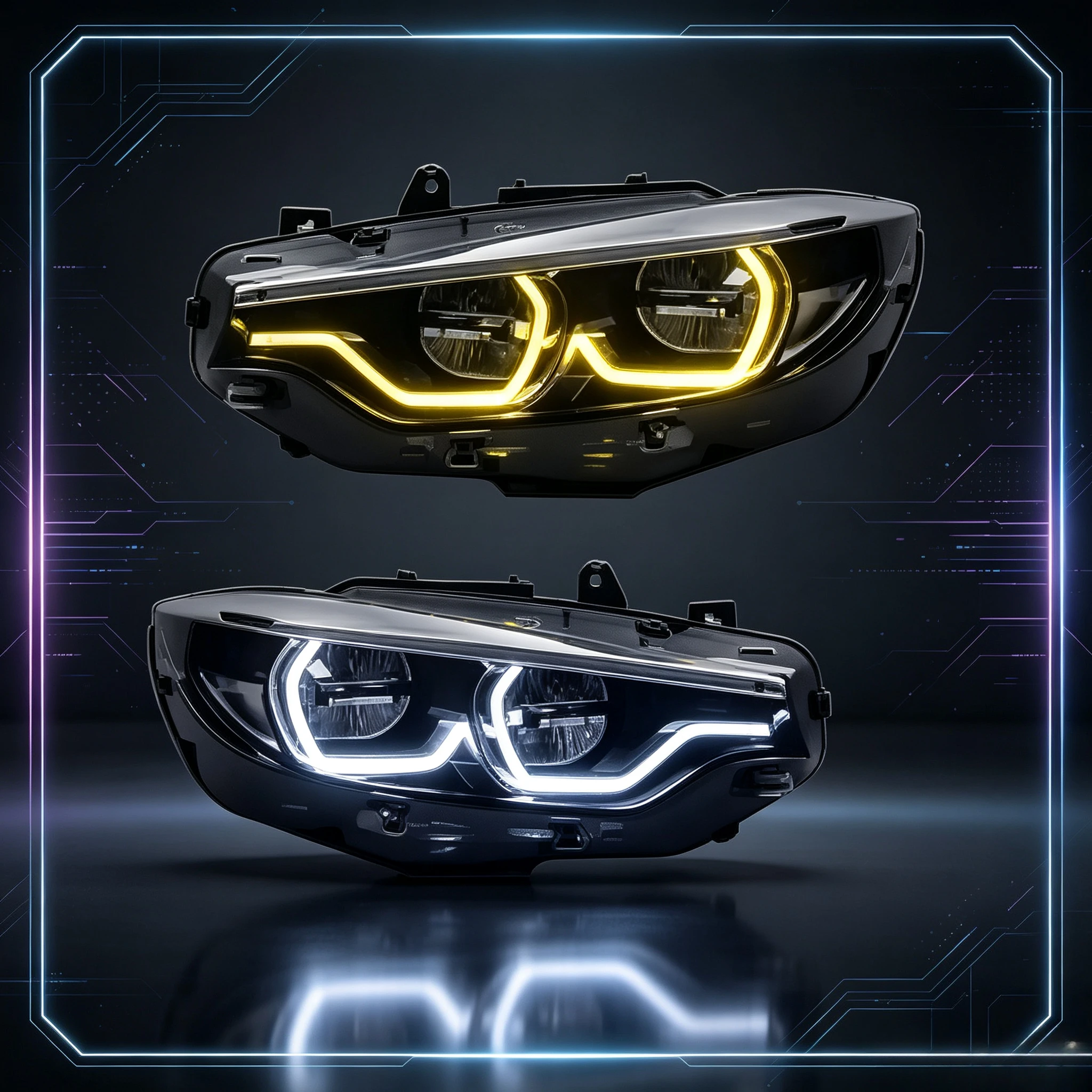 EU-Lager Gelbe Angel Eyes LED-Scheinwerfer-Einheit 1 Paar für BMW 4er Serie F32 F36 F80 428i 430i 435i 2013-2020 Plug & Play DRL Frontscheinwerfer
