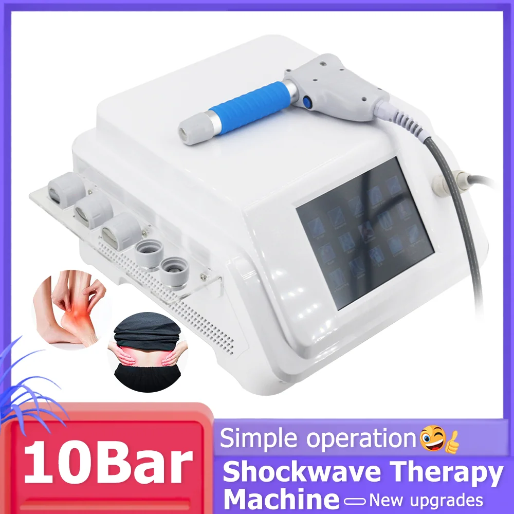 New 10Bar Shockwave Therapy Machine Pain Relief Physiotherapy Equipment Pneumatic Body Relax Muscle Massager Shock Wave