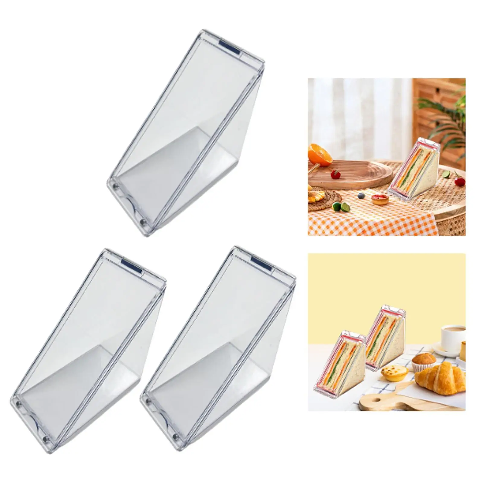 Contenedor triangular para queso, caja triangular para sándwich, fiambrera con tapa, contenedor de cuña transparente para sándwich para cenas, queso