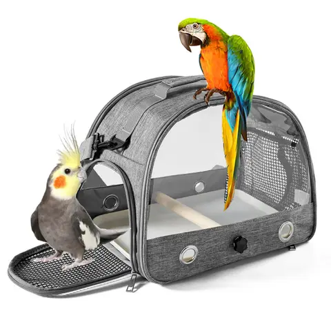 Portable Oxford Bird Travel Carrier Backpack - Foldable Cage for Parrots, Pigeons & Small Birds, Durable Breathable Design