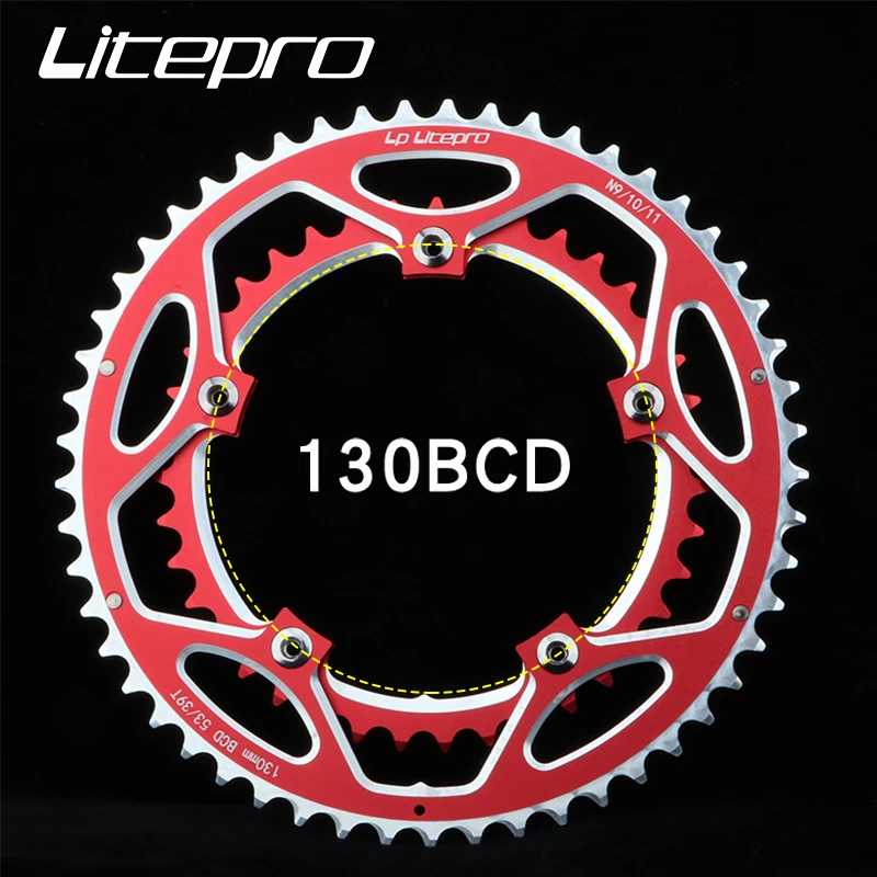 Litepro130BCD Bicycle Chainring Double Disc 53-39T for Road Bike Crankset Compatible 9/10/11Speed Folding Bike Chain Wheel