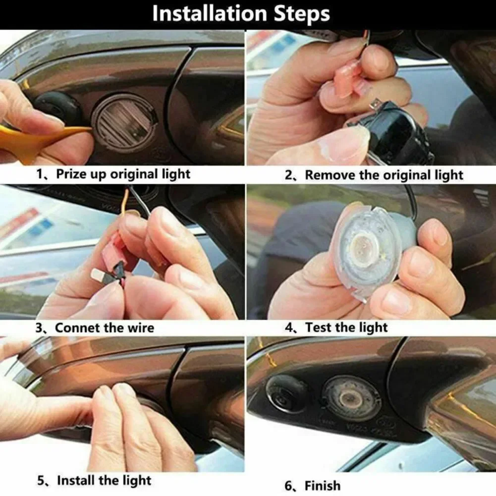 

2pcs 18-LED Lights Under Side Mirror Puddle Lights 6000K Xenon White For Ford F-150 Range Mustang Waterproof Car Signal Lamp NEW