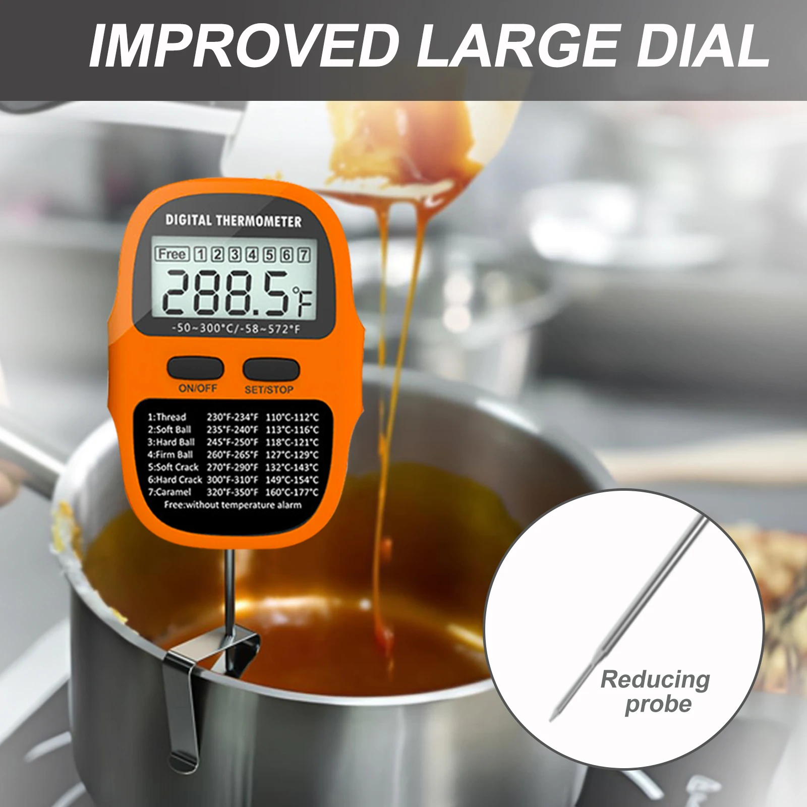 Candy Thermometer Big Screen Kitchen Meat Cake Milk BBQ Cooking Home Thermometer