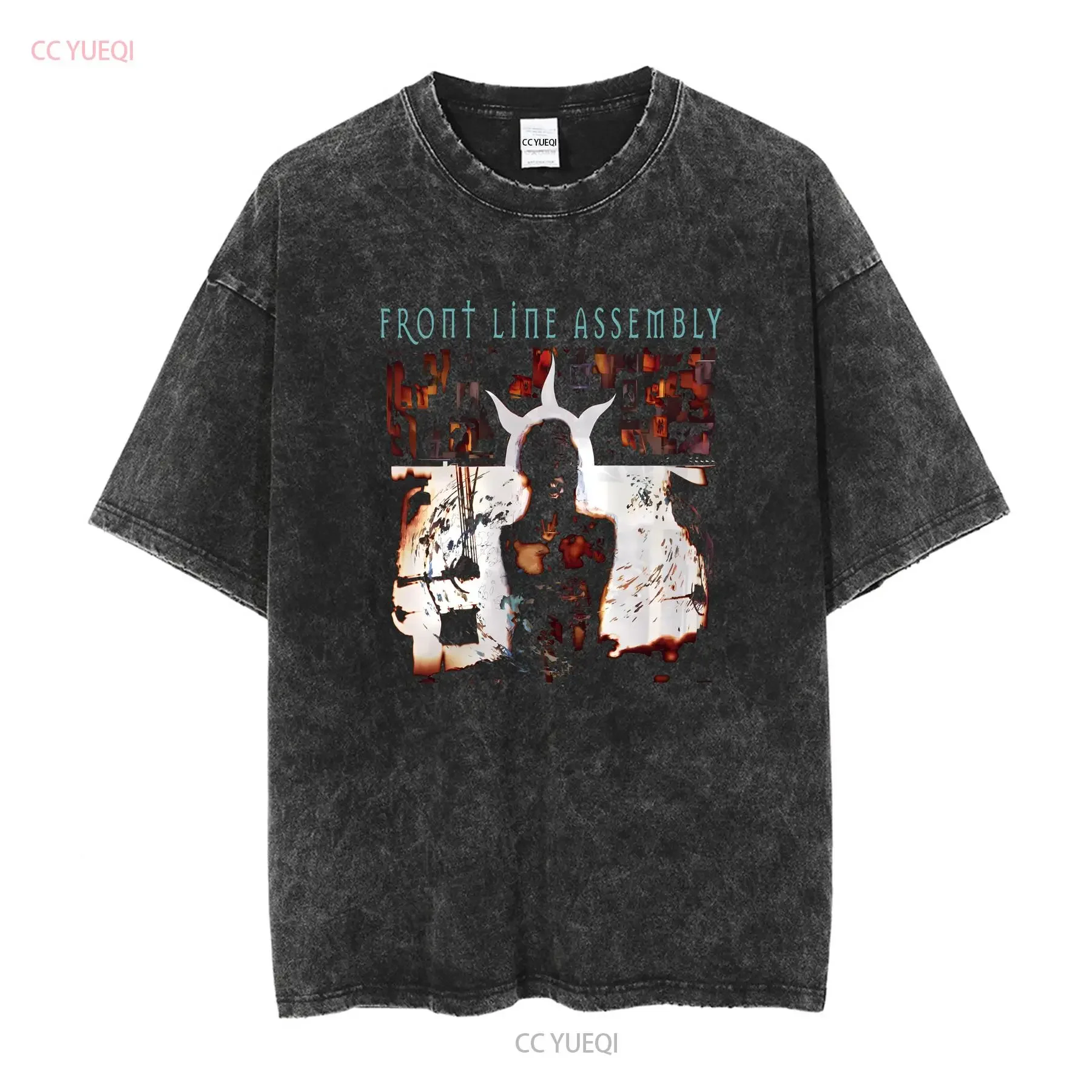 Front Line Assembly T Shirt vintage Washed Top For Everyday Wear Stretched Stylish streetwear fashion graphic Breathable Casual
