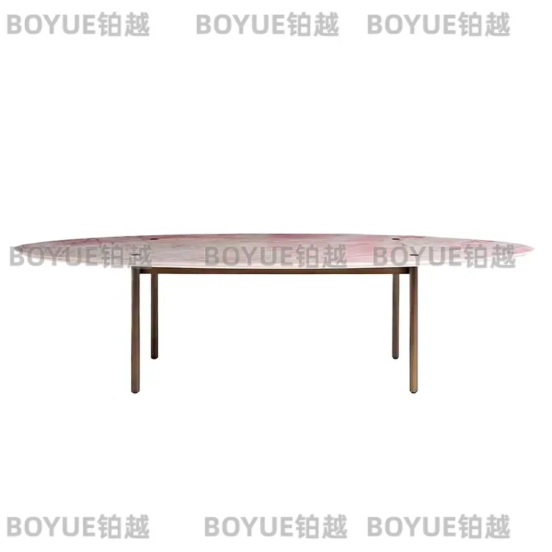 Luxury Marble Dining Table Modern High End Metal Base Creative Design for Villa Restaurant Elegant Home Furniture