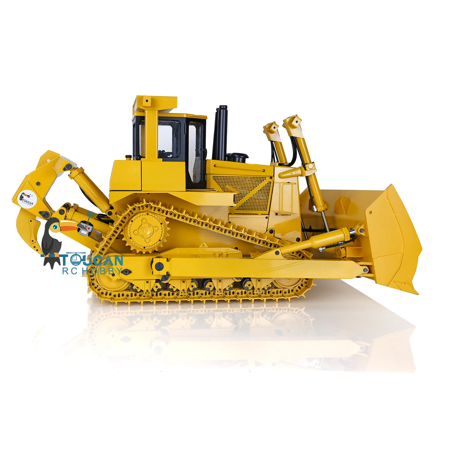 JDM98 1/14 RC Hydraulic DXR2 Bulldozer Remote Control Construction Dozer Upgraded Ver Sound Light Module Metal Model Toy TH22617