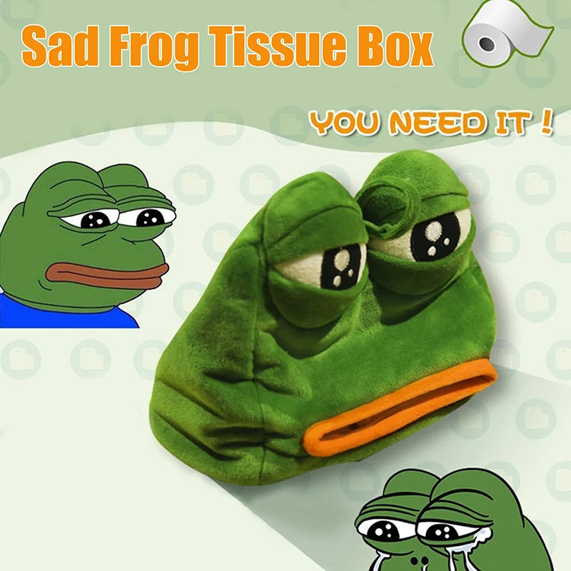 

1 шт. забавная плюшевая коробка для салфеток с грустной лягушкой, автомобильная комода для спальни, прикроватные тумбочки, держатель для бумажных салфеток, украшение для сада, дома, подарочная бумага, Towe