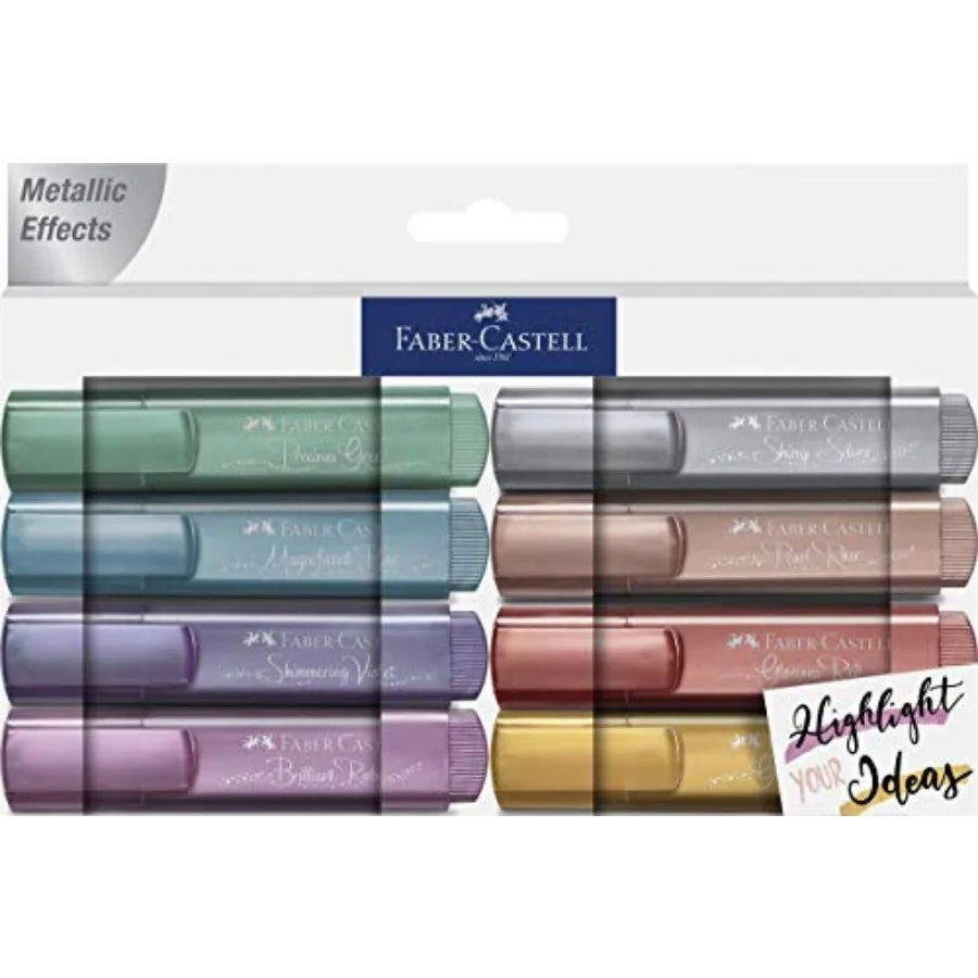 

Metallic Highlighter Set - Assortment of 8 Subtle Glitter Highlighter Markers - Note Taking and Journaling Supplies