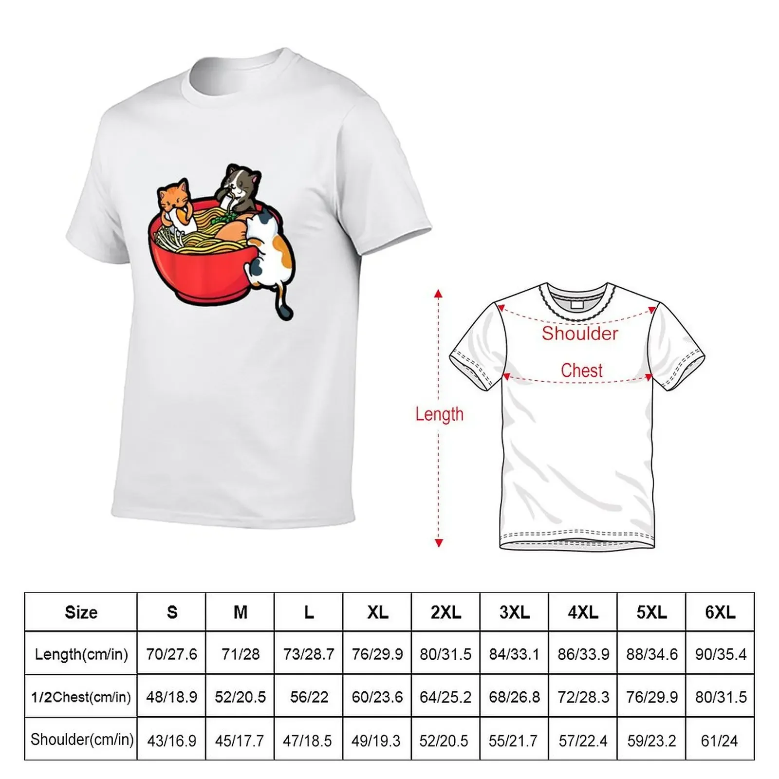 Anime Cats Eat Japanese Ramen Noodles T-shirt tees cute tops mens clothes