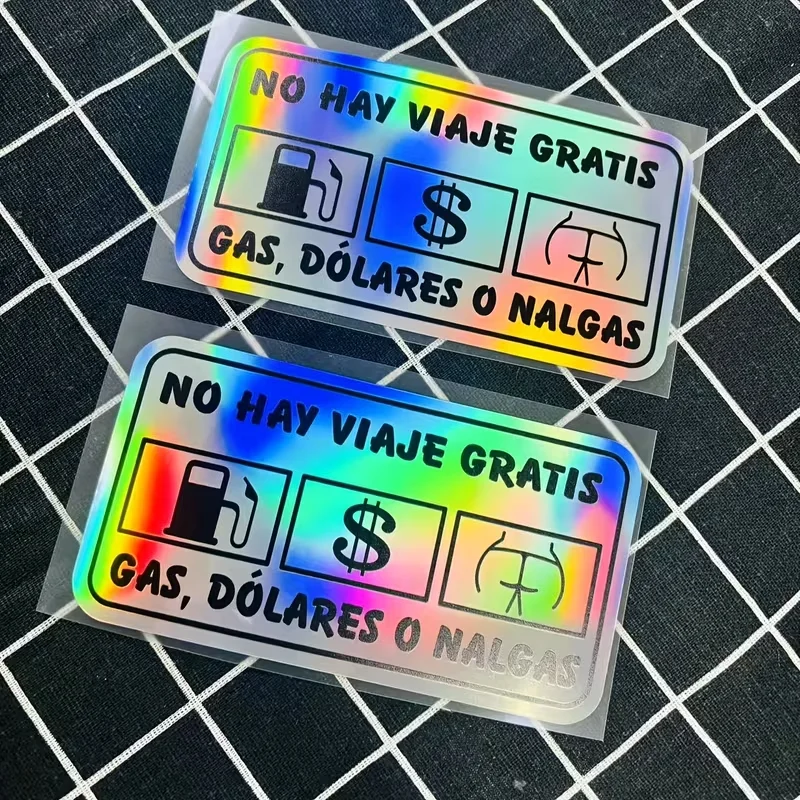 1 Piece Fun Gas Money Butt Sticker – No Free Rides Motorcycle Decal, Waterproof & UV-Resistant, Creative Spanish-Style Sticker
