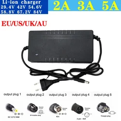 Cargador de batería de litio, cargador de iones de litio, 24V, 36V, 48V, 52V, 60V, 72V, 2A, 3A, 5A, 29,4 V, 42V, 54,6 V, 58,8 V, 67,2 V, 84V, 2A, 3A, 5A