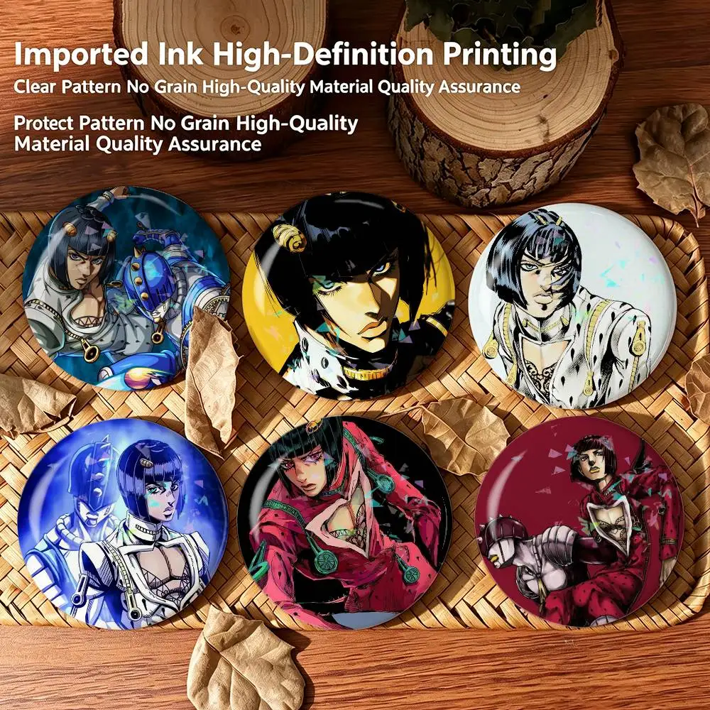 JOJO B-Bruno Bucciarati Custom Tinplate Round Button Badges Pins Brooches for Clothes Backpack