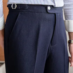 Pantalon bleu de haute qualité pour hommes, style décontracté, surintendant de bureau, club social britannique, tenues