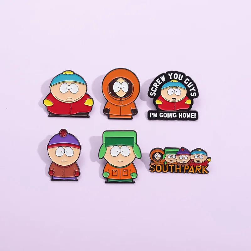 Bonito South Park Esmalte Pin, Broche, Mochila Decorativa, Roupas, Lapela, Acessórios de Jóias, Chegando Em Casa