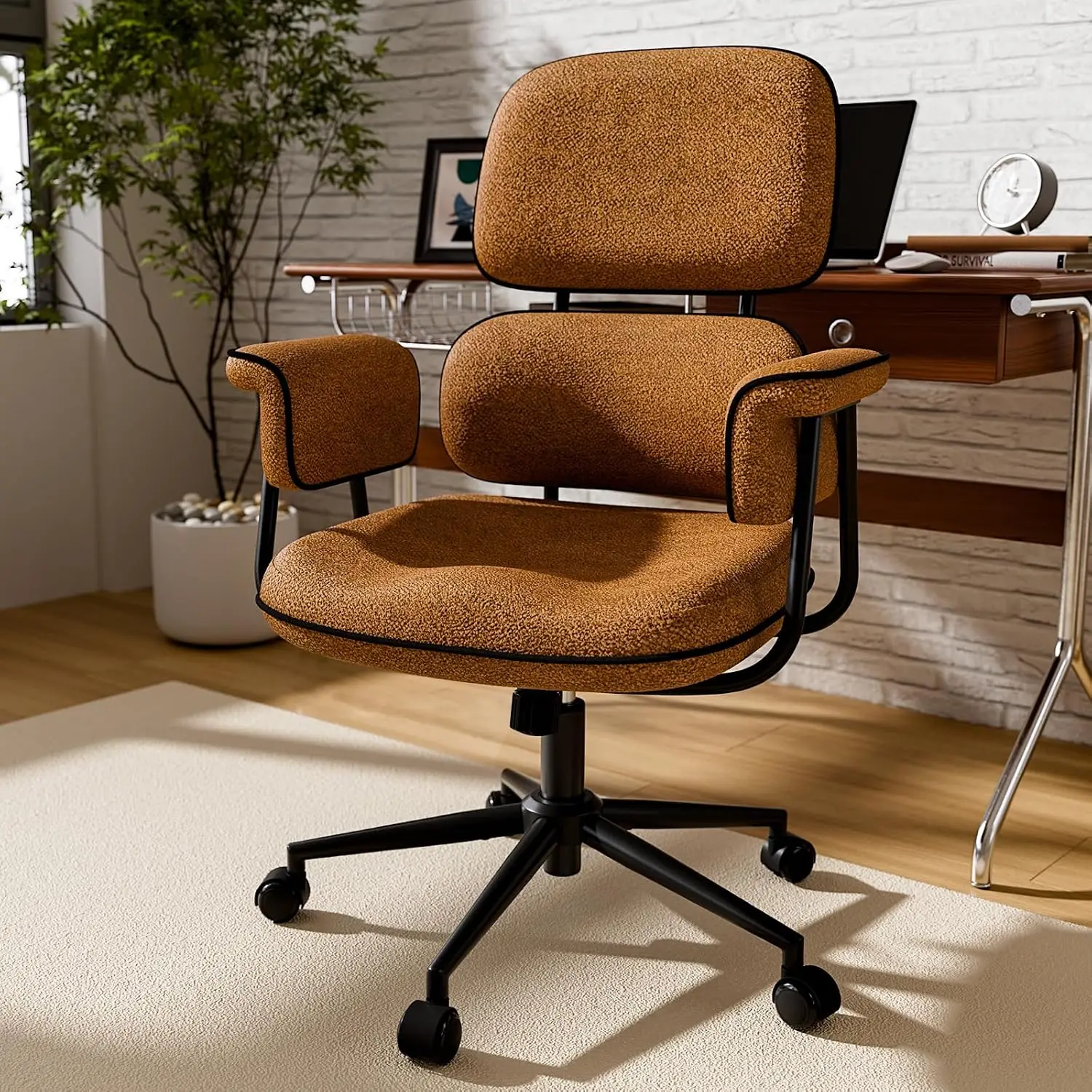 Mid Century Modern Office Desk Chair Memory Foam Seat Ergonomic Computer Task Chair, Customized