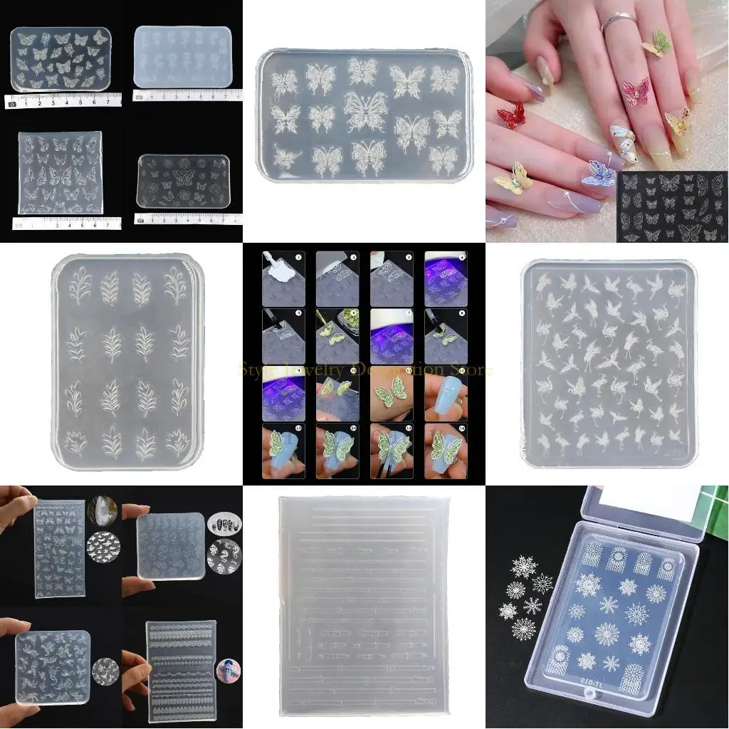 

D46E Practical Thin Silicone Art Mold Transparent Stamping Plate Nails Stencils DIY Manicure Mould Tools for Manicurists