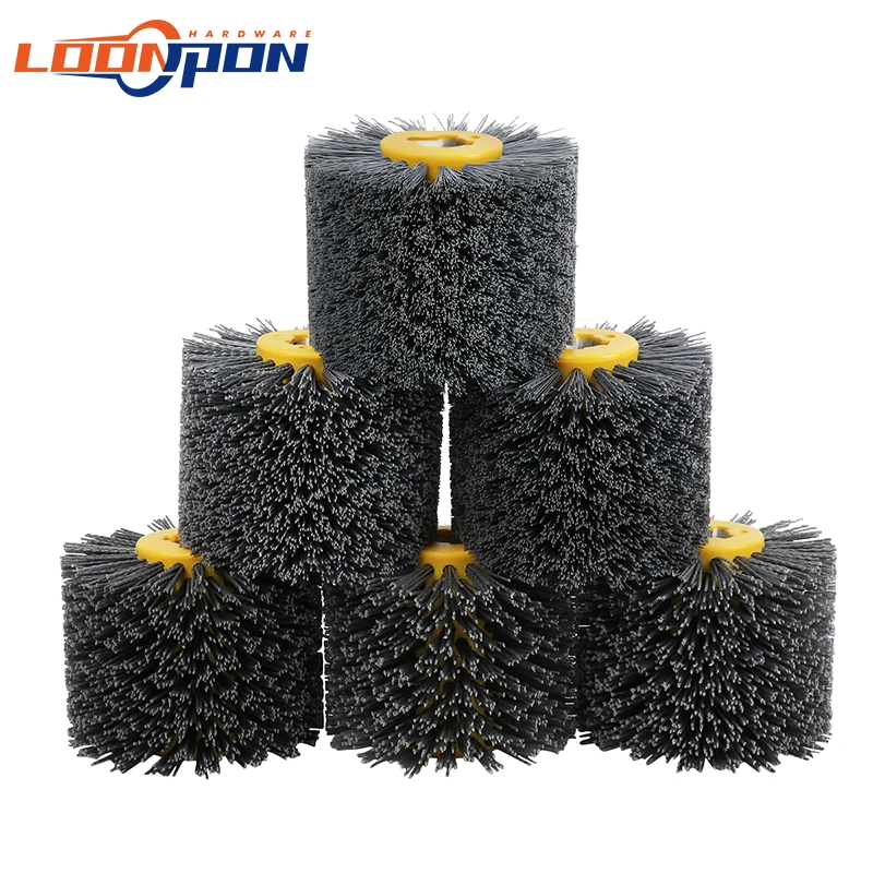 Nylon Mài Mòn Dây Trống Đánh Bóng Bánh Xe Cho Gỗ Gia Công Kim Loại Đầu Bàn Chải Tròn Mài ĐỆM PHỒNG 120x100x20mm