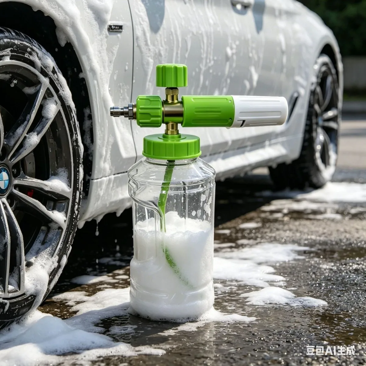 Transparent 1/4 PA Foam Pot Stainless Steel Filter Mesh Snow Foam Cannon for Pressure Washer Car Washing Accessory