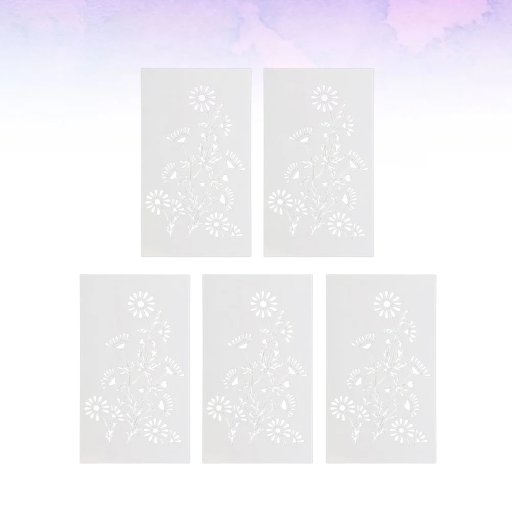 5pcs DIY Sun Flower Shape Children DIY Hollow Drawing Painting Stencils Templates for DIY Crafts (White)