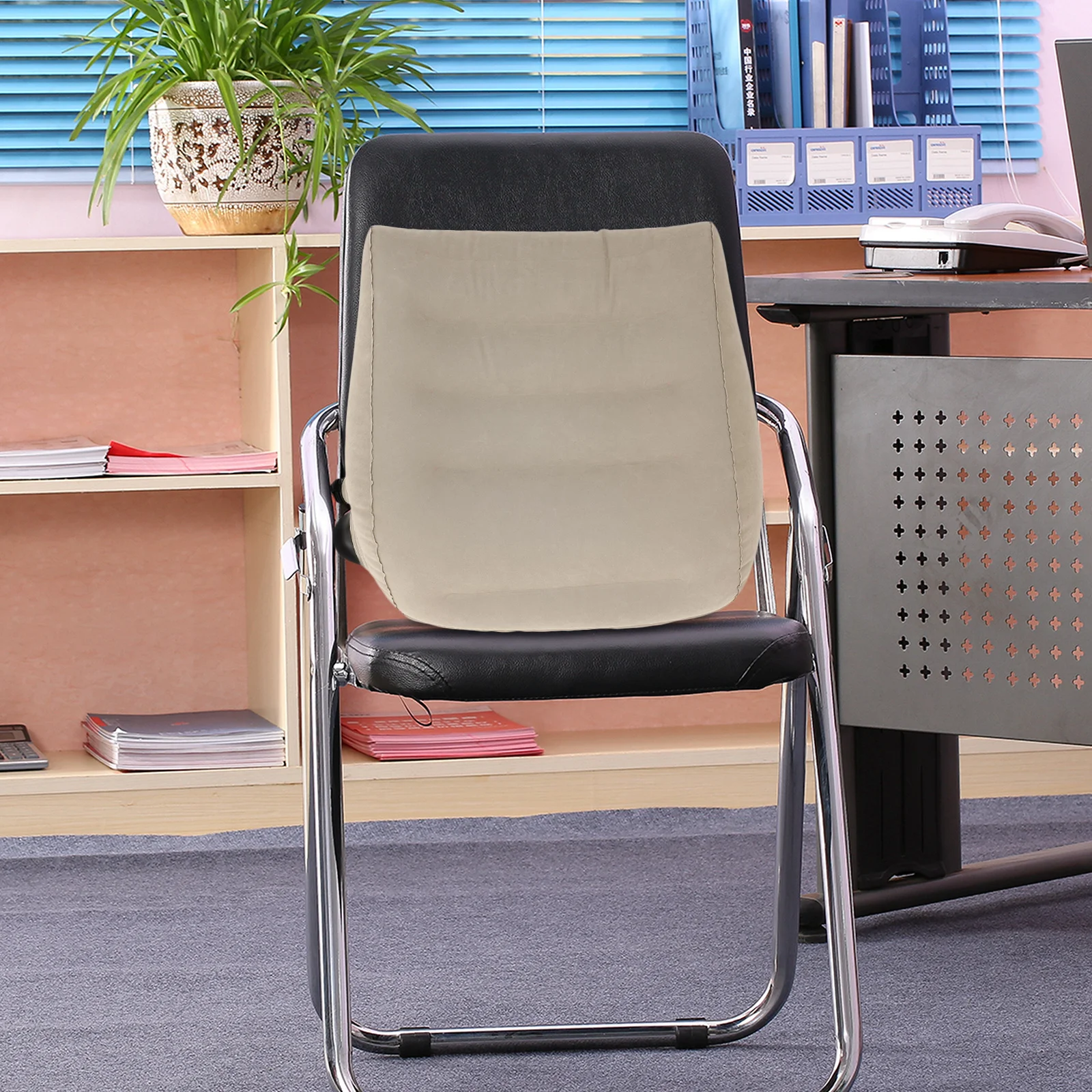 

1Pcs Inflatable Waist Protector Light Grey Back Cushion Office Chair Ergonomic Design Storage Bag Pressure Relief Rest Tool