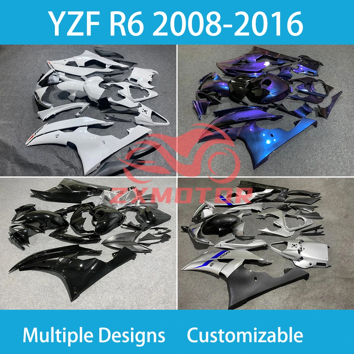 For YAMAHA YZF R6 2008-2016 Injection Molded Fairings YZFR6 08 09 10 11 12 13 14 15 16 Motorcycle ABS Injection Fairing Kit