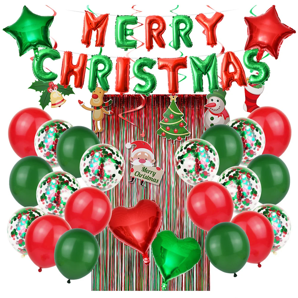 

Christmas Balloon Decoration Set Decorative Xmas Aluminum Foil Party Merry Balloons