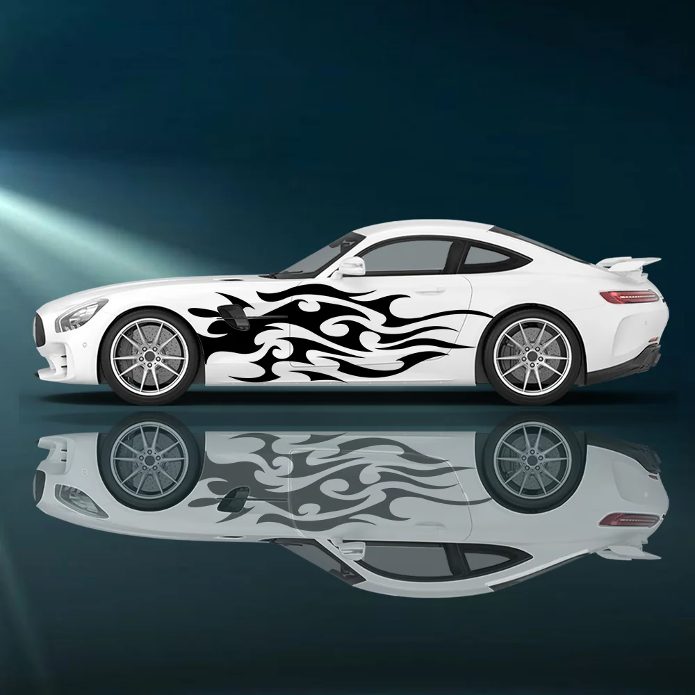 

Flying Black Flame Lines Pattern Car Side Sticker Vinyl Self-adhesive Paper Motorsport Paint Decal Suitable for Car Truck Suv