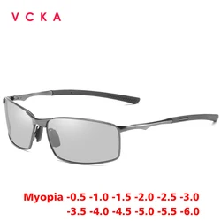 VCKA Men's Alloy Myopia Sunglasses Women Polarized Driving Glasses Anti-Glare Customized Prescription Eyewear -0.5 to -6.0