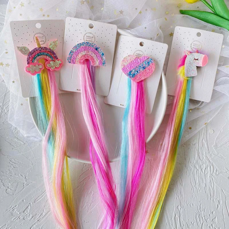 Rainbow Unicorn Hair Clips Headbands Girls Birthday Gifts Kids Unicorn Party Favor Gifts Giveaways Wedding Party Gift Bag Filler view 2