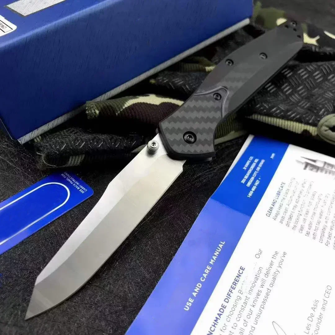 940 Osborne EDC Knife BM coltello da tasca pieghevole Tanto Blade Plain Edge Tactical Survival Camping Knife Tools manico in fibra di carbonio