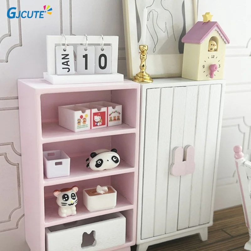 1:6 1:12 Dollhouse Miniature Wardrobe Storage Cabinet Multi-layer Lockers Model Furniture Decor Toy Doll House Accessories