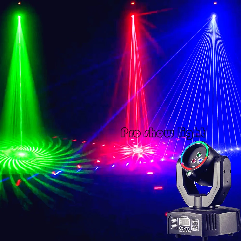 Mini Laser Moving Head Light DJ Disco Party Light RGB Remote Control Laser Light DMX 512 Control Moving Head Light Holiday Decor