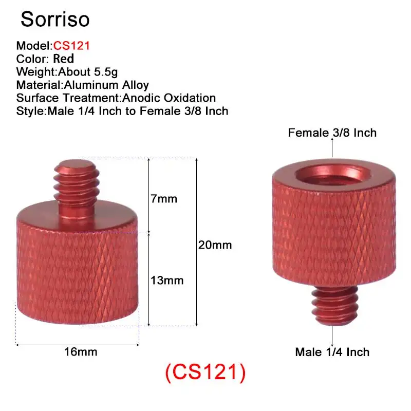 1/4 ~ 3/8 인치 나사 범용 카메라 변환 나사 삼각대 볼 헤드, 퀵 릴리스 마운트 어댑터 알루미늄 4 색 Dslr 용