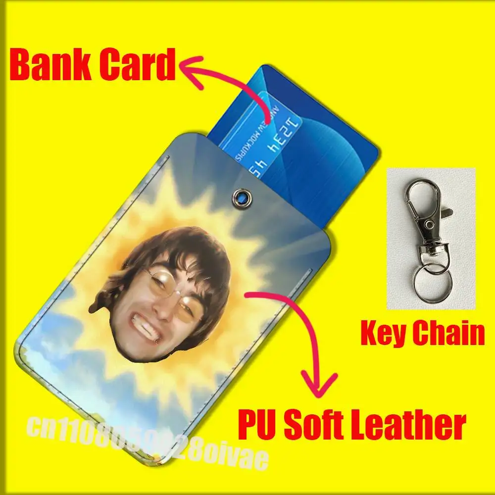 L-Liam Gallagher O-Oasis Definitivamente Talvez para clipes de identificação Banco de crédito Suporte para cartão de campus Capa Decoração Chaveiro de couro PU