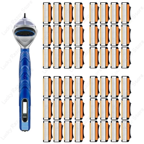 Imagen 2 del producto Nueva afeitadora de fusión, cuchilla de afeitar reemplazable cíclica, 5 capas, cabezal de afeitado Manual de seguridad, cuchillas de afeitadora profesionales de repuesto