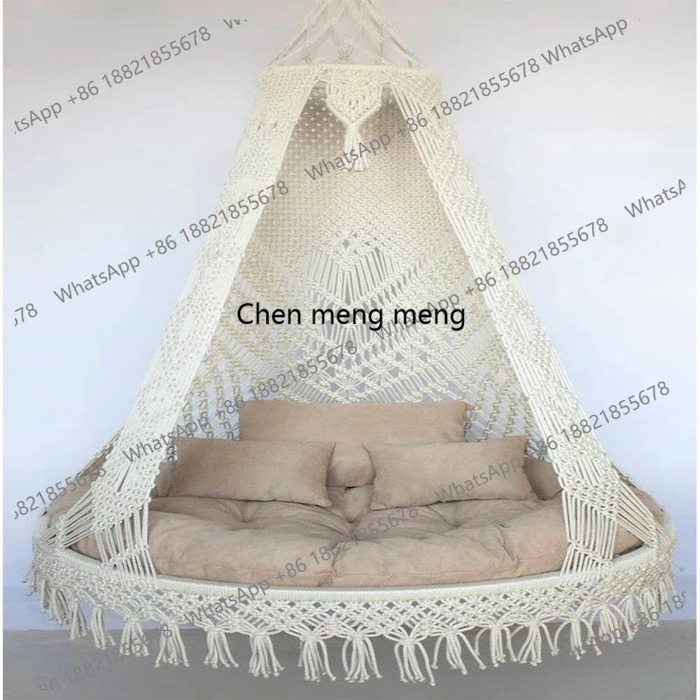 

D150Rope Single Swing Chair Indoor/Outdoor Use Hand-Woven Chair Cotton Folding Camping Hanging Swing Hammock
