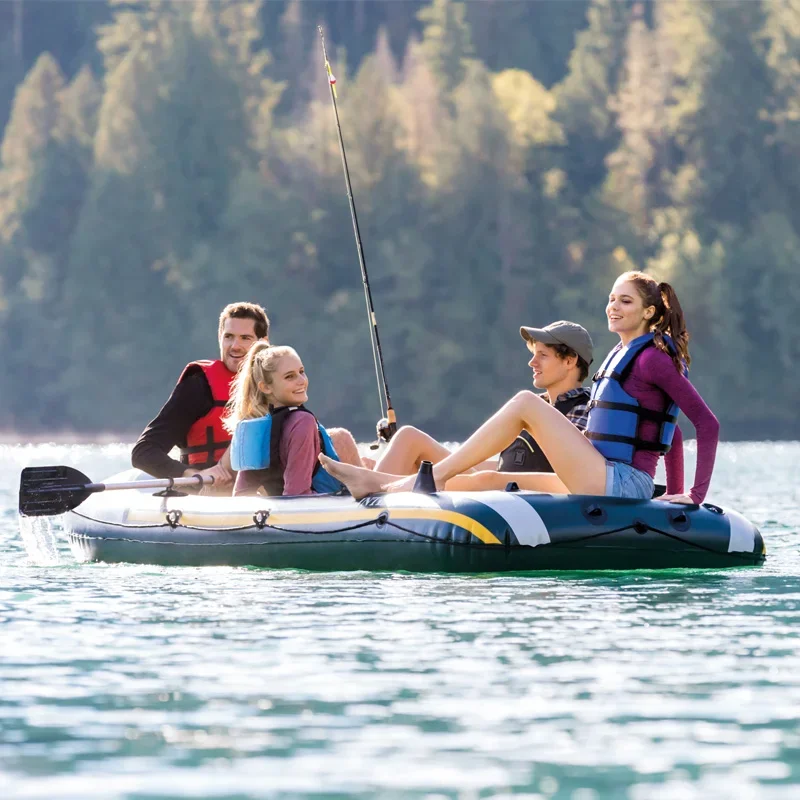 

4 Person Inflatable Boat Fishing Raft Accessory Paddle Pump Dinghy 3 air Chamber Strong Vinyl Water Sport Pvc Boat